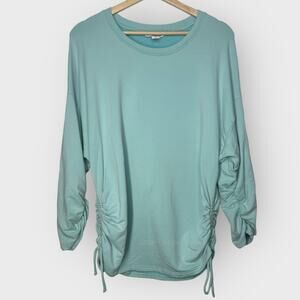 Athleta Lombard Sweatshirt Large Reef Green Ruched Athleisure Soft